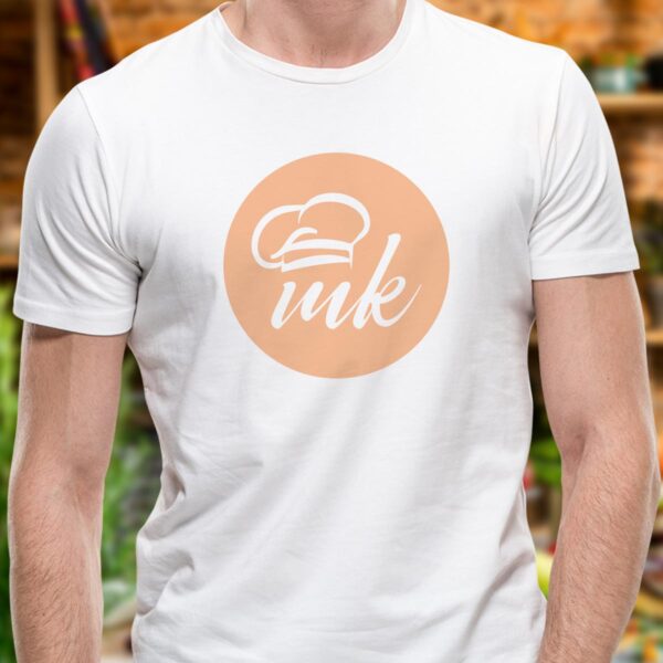 Бяла тениска Mate Kitchen с щампа MK