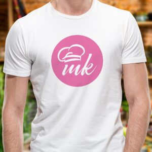 Бяла тениска Mate Kitchen с щампа MK
