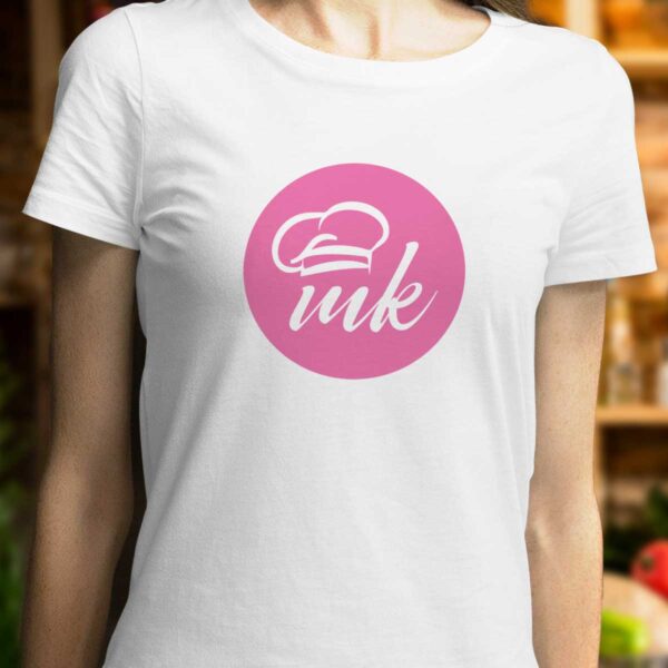 Бяла дамска тениска Mate Kitchen с щампа MK