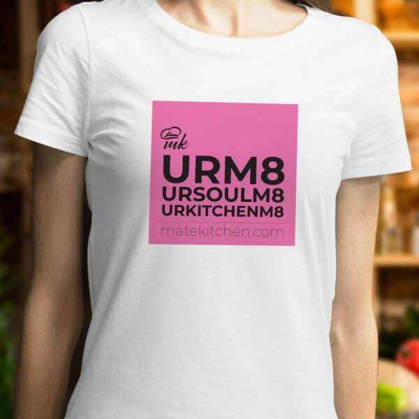 Бяла дамска тениска Mate Kitchen с щампа URM8