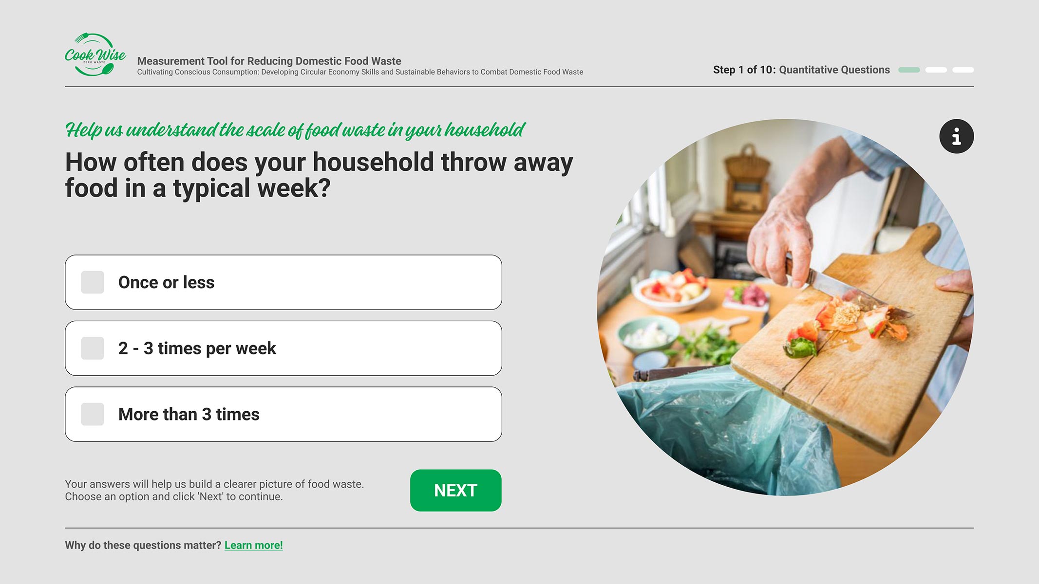 Cook Wise: Инструмент за оценка на хранителните отпадъци в домакинствата